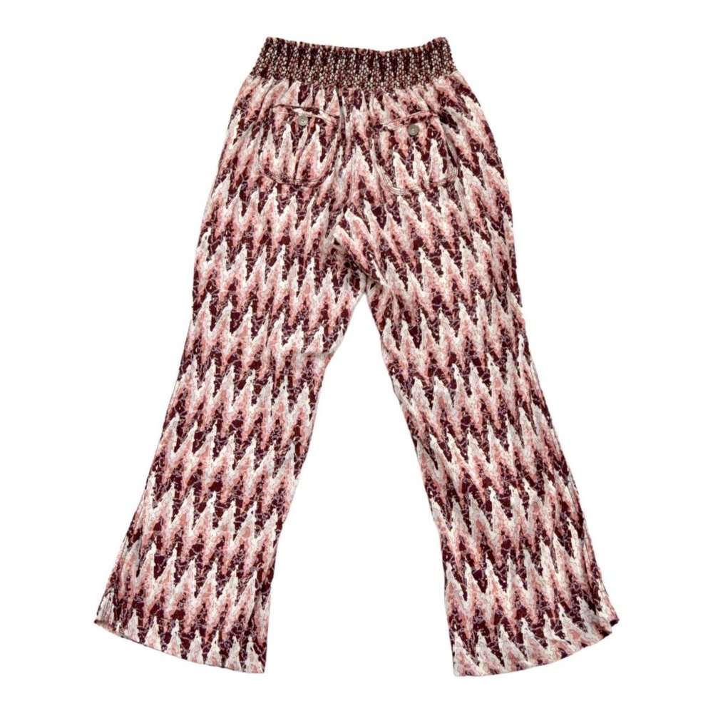 Rewash Brand Lounge Pants Red White Linen Rayon L Large Elastic Waist Tie Dye